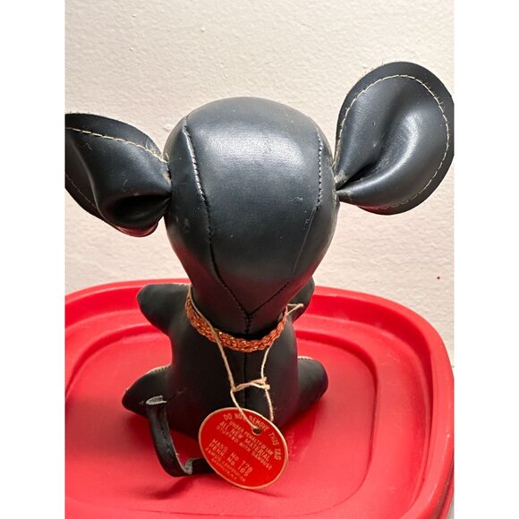 Dakin Leather Mouse Big Ears Hand-Stitched Details Collar Sawdust filling Vtg - Picture 3 of 10